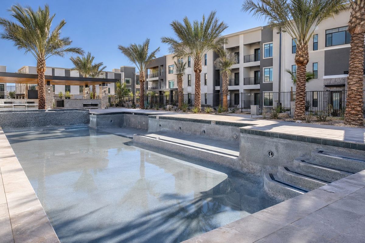 Commercial pool shell prepped for plaster at a Las Vegas apartment community